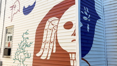 Abstract mural on a building