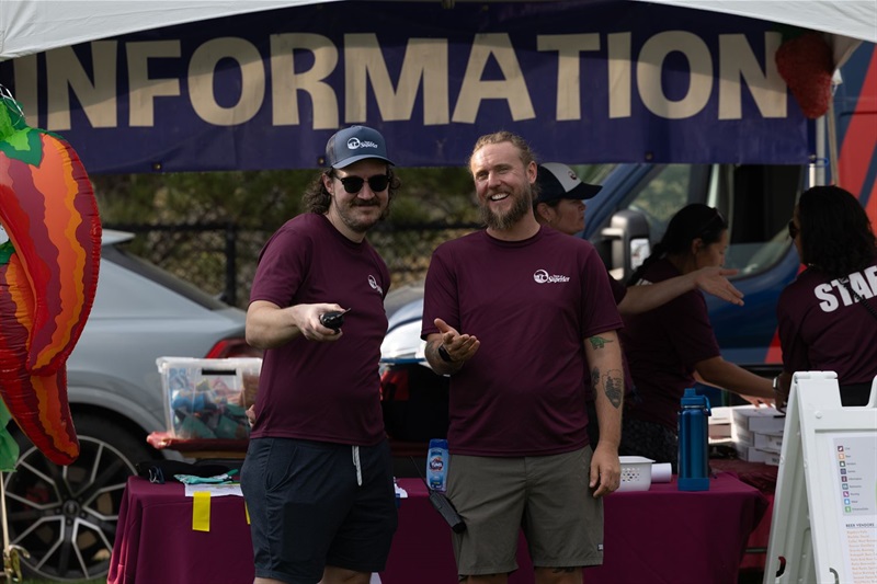 Staff members at the Town information tent.