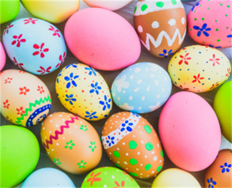 Colorfully painted easter eggs