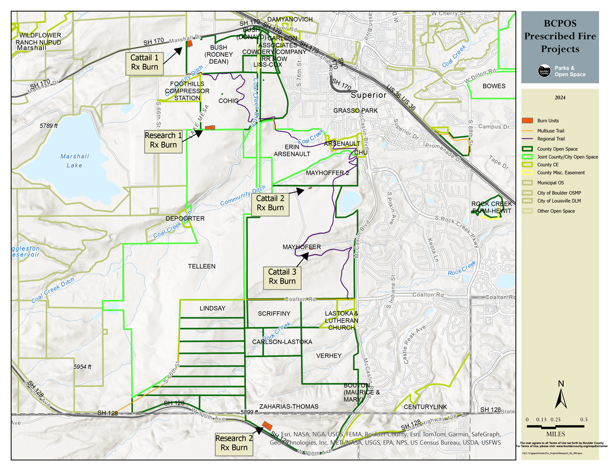 Map of area set for prescribed burns in Superior on Dec. 17, 2024